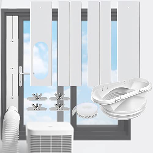 Ninyoon Kit de ventilación de Ventanas de Aire Acondicionado - para Manguera de Escape de 13 cm en Sentido antihorario/en Sentido horario y de 15 cm en Sentido antihorario, para Ventana de 43-140 cm